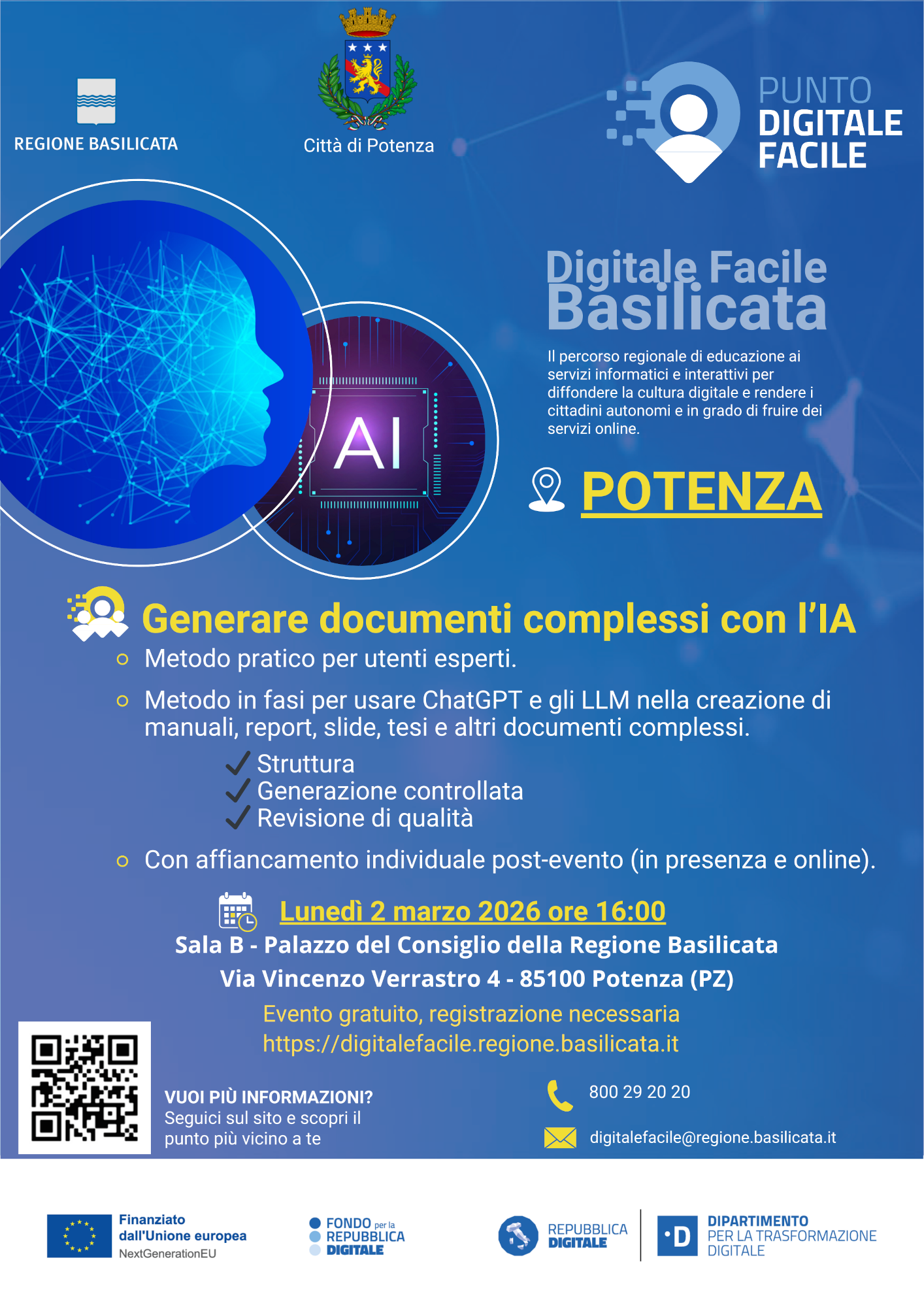 Potenza 2 marzo Generazione Documenti con IA - Locandina
